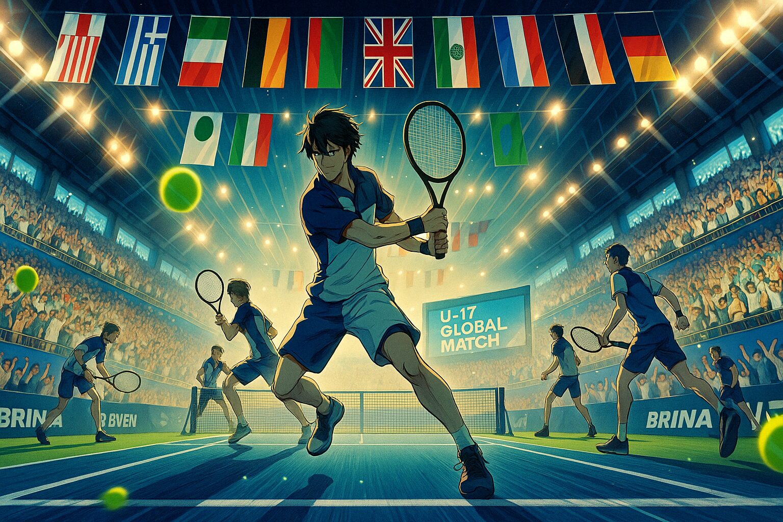 アニメ『新テニスの王子様 U-17 WORLD CUP』第5話の試合をイメージしたイラスト